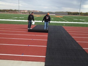 roll out mat to protect rubber track